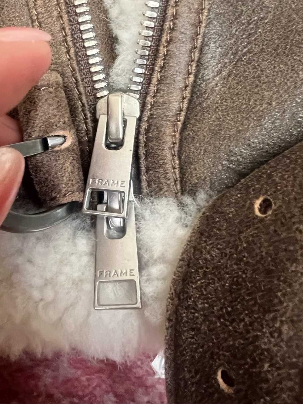 Frame Cropped Shearling Moto Jacket NEW - Picture 8 of 9